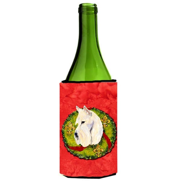 Carolines Treasures Curly Coated Retriever Cristmas Wreath Wine bottle sleeve Hugger - SS4217LITERK