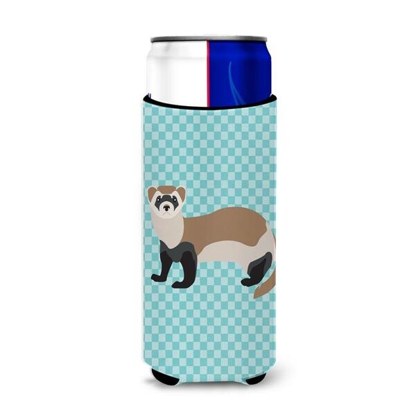Carolines Treasures Carolines Treasures BB8052MUK Ferret Blue Check Michelob Ultra Hugger for Slim Cans - BB8052MUK