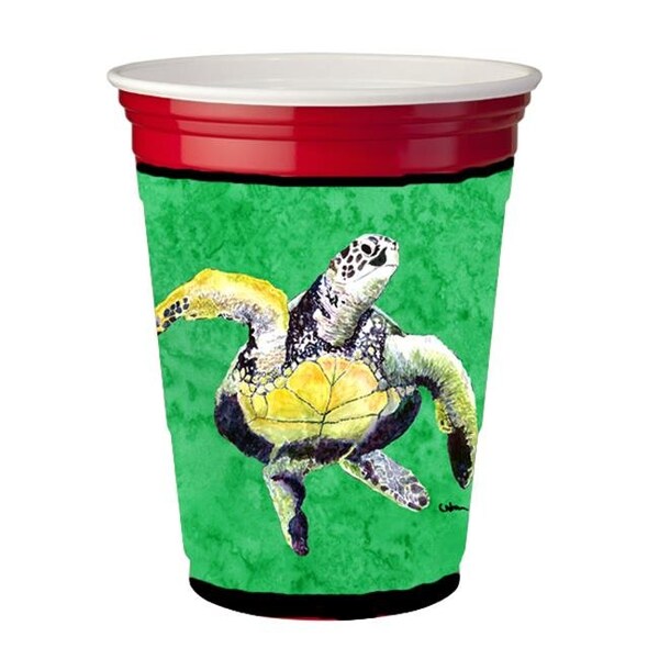 Carolines Treasures Carolines Treasures 8671RSC Turtle Dancing Red Solo Cup bottle sleeve Hugger - 16 To 22 oz. - 8671RSC