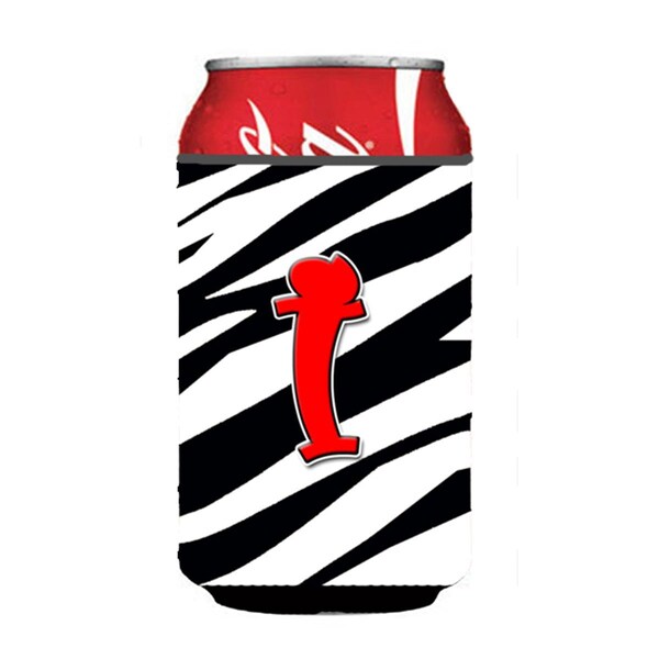 Carolines Treasures Letter I Initial Monogram - Zebra Red Can Or Bottle  Hugger - CJ1024-ICC