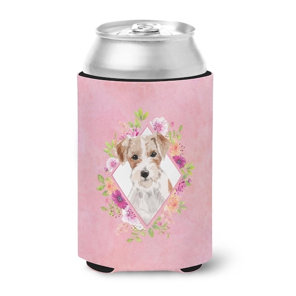 Carolines Treasures Jack Russell Terrier Pink Flowers Can or Bottle Hugger - CK4198CC