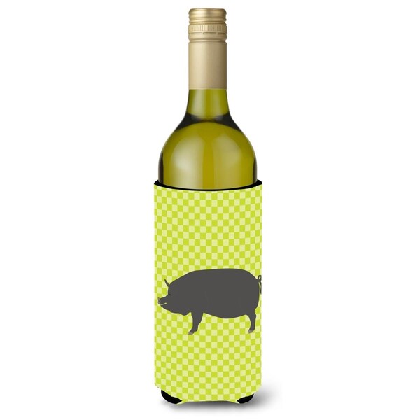 Carolines Treasures Berkshire Pig Green Wine Bottle Beverge Insulator Hugger - BB7759LITERK