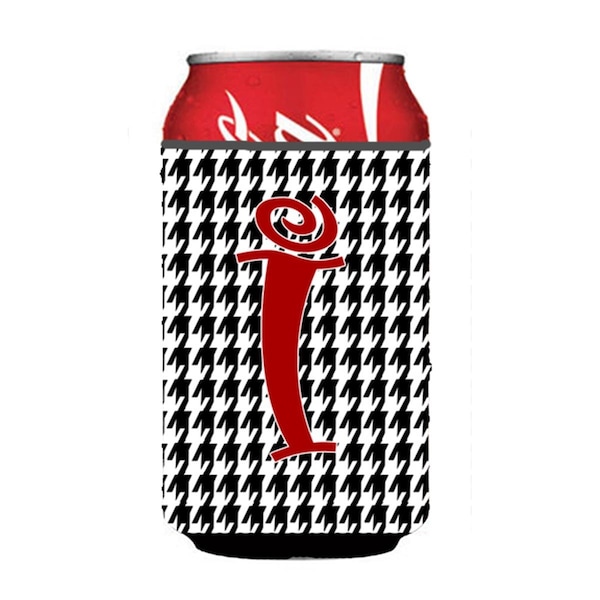 Carolines Treasures Letter I Initial Monogram - Houndstooth Black Can Or Bottle  Hugger - CJ1035-ICC