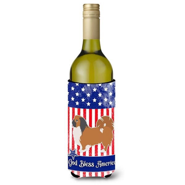Carolines Treasures USA Patriotic Pekingese Wine Bottle Beverge Insulator Hugger - BB3338LITERK