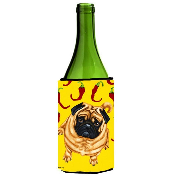 Carolines Treasures Pick a Pepper Pug Wine Bottle Can cooler Hugger - AMB1412LITERK