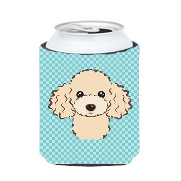 Carolines Treasures Checkerboard Blue Buff Poodle Can Or Bottle Hugger- 12 Oz. - BB1196CC