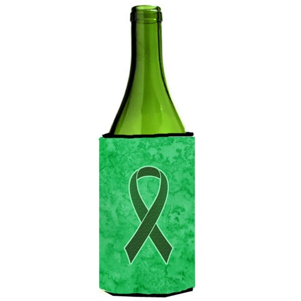 Carolines Treasures Emerald Green Ribbon for Liver Cancer Awareness Wine bottle sleeve Hugger  24 Oz. - AN1221LITERK