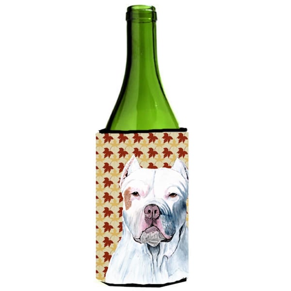 Carolines Treasures Pit Bull Fall Leaves Portrait Wine bottle sleeve Hugger - 24 oz. - SC9221LITERK