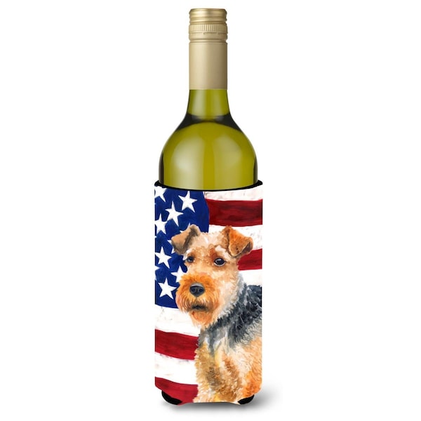 Carolines Treasures Welsh Terrier Patriotic Wine Bottle Beverge Insulator Hugger - BB9700LITERK