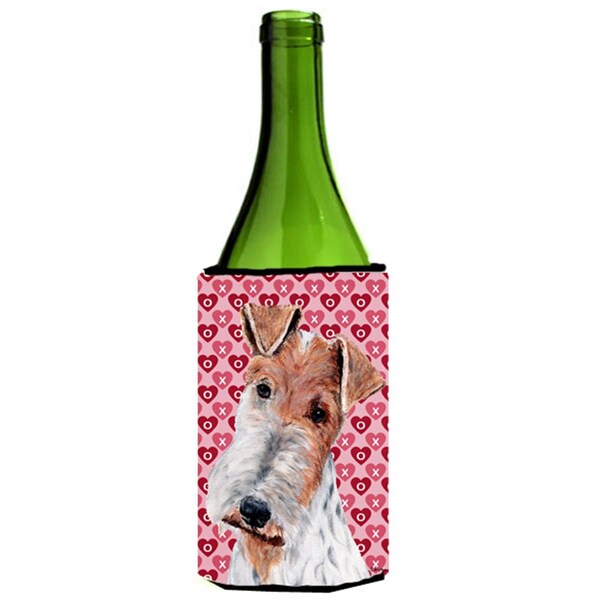 Carolines Treasures Wire Fox Terrier Hearts And Love Wine bottle sleeve Hugger  24 Oz. - SC9700LITERK