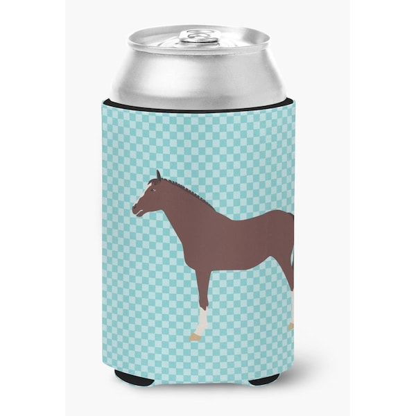 Carolines Treasures English Thoroughbred Horse Blue Check Can or Bottle Hugger - BB8087CC