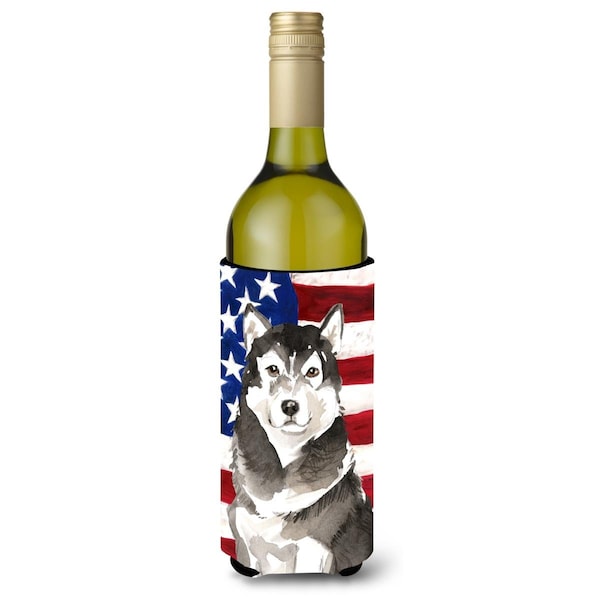Carolines Treasures Patriotic USA Alaskan Malamute Wine Bottle Beverge Insulator Hugger - CK1724LITERK