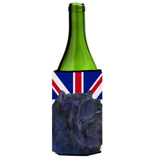 Carolines Treasures Chow Chow With English Union Jack British Flag Wine bottle sleeve Hugger - 24 Oz. - SS4943LITERK