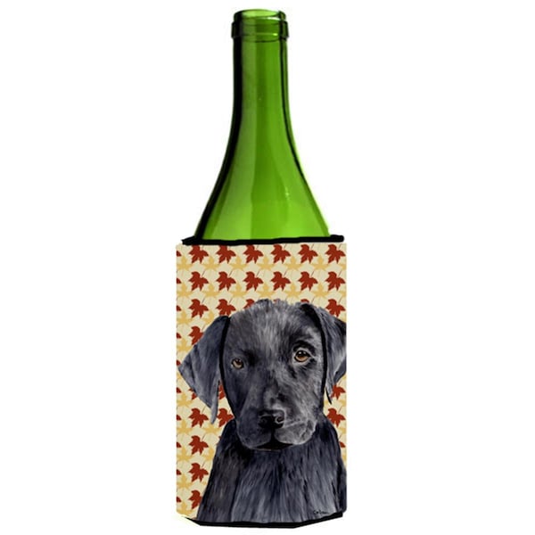 Carolines Treasures Labrador Black Fall Leaves Portrait Wine Bottle   Hugger - 24 oz. - SC9204LITERK