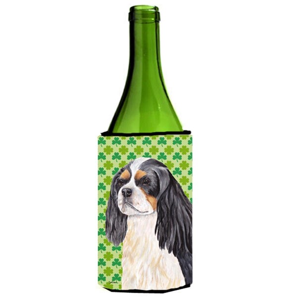 Carolines Treasures Cavalier Spaniel St. Patricks Day Shamrock Portrait Wine bottle sleeve Hugger - 24 oz. - SC9311LITERK
