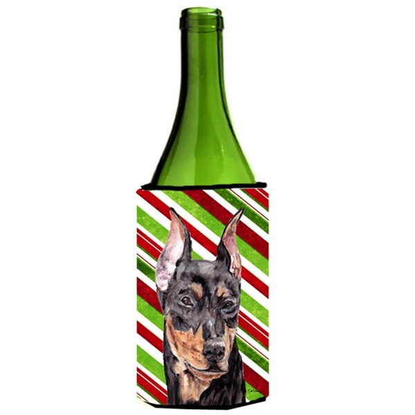Carolines Treasures German Pinscher Candy Cane Christmas Wine bottle sleeve Hugger  24 Oz. - SC9812LITERK