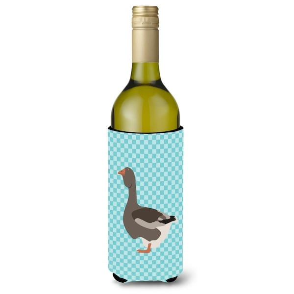 Carolines Treasures Toulouse Goose Blue Check Wine Bottle Beverge Insulator Hugger - BB8071LITERK