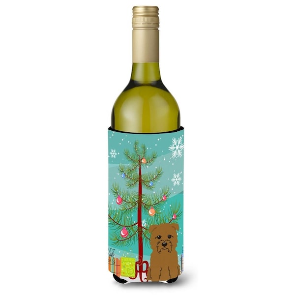 Carolines Treasures Merry Christmas Tree Glen of Imal Tan Wine Bottle Beverge Insulator Hugger - BB4185LITERK