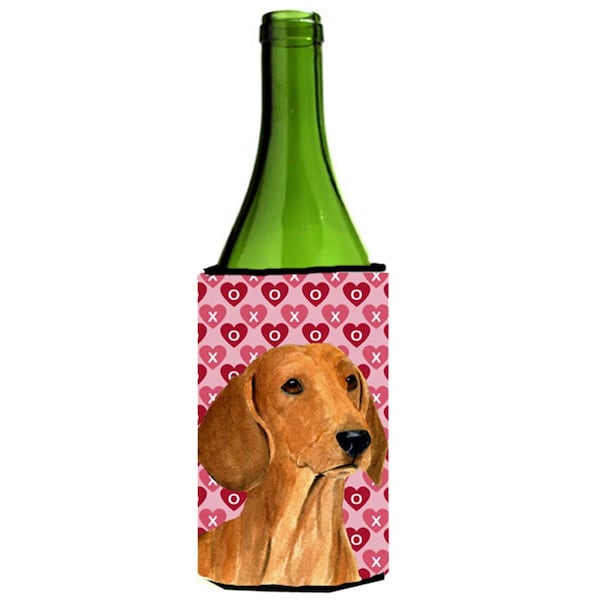 Carolines Treasures Dachshund Hearts Love And Valentines Day Portrait Wine bottle sleeve Hugger - 24 oz. - SS4487LITERK