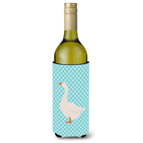 Carolines Treasures Embden Goose Blue Check Wine Bottle Beverge Insulator Hugger - BB8066LITERK