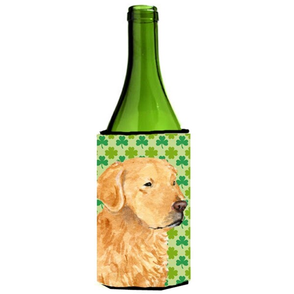 Carolines Treasures Golden Retriever St. Patricks Day Shamrock Portrait Wine bottle sleeve Hugger - 24 oz. - SS4407LITERK