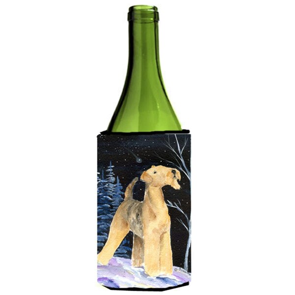 Carolines Treasures Starry Night Airedale Wine bottle sleeve Hugger - 24 oz. - SS8361LITERK