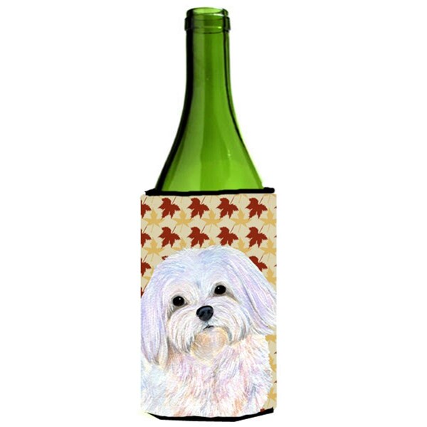 Carolines Treasures Maltese Fall Leaves Portrait Wine bottle sleeve Hugger - SS4374LITERK