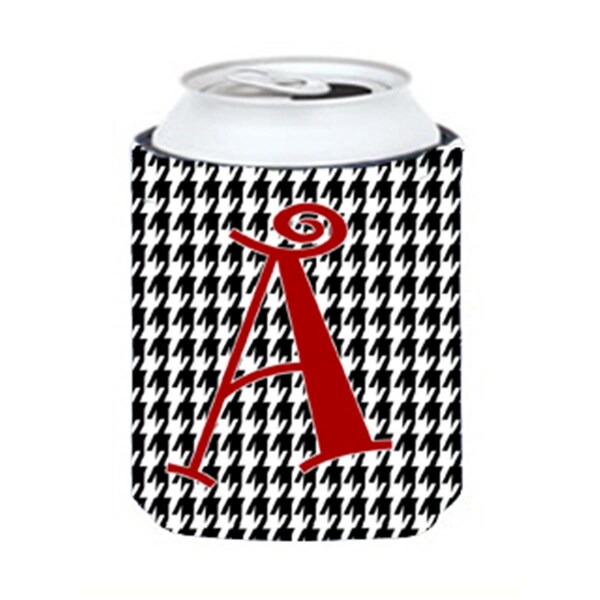 Carolines Treasures Letter A Monogram - Houndstooth Black Can Or Bottle  Hugger - CJ1035-ACC