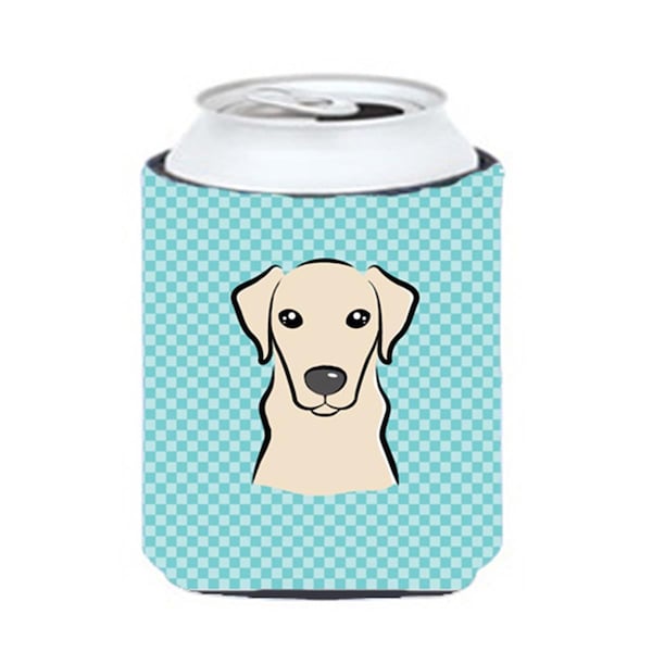 Carolines Treasures Checkerboard Blue Yellow Labrador Can Or Bottle Hugger- 12 Oz. - BB1160CC