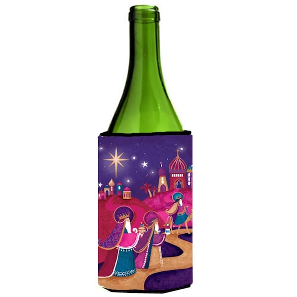 Carolines Treasures Christmas Wise Men in Purple Wine Bottle Can cooler Hugger - APH7081LITERK