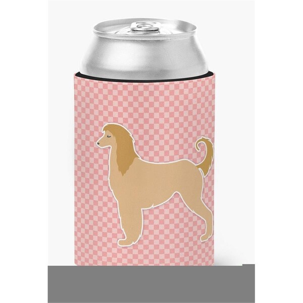 Carolines Treasures Afghan Hound Checkerboard Pink Can or Bottle Hugger - BB3606CC