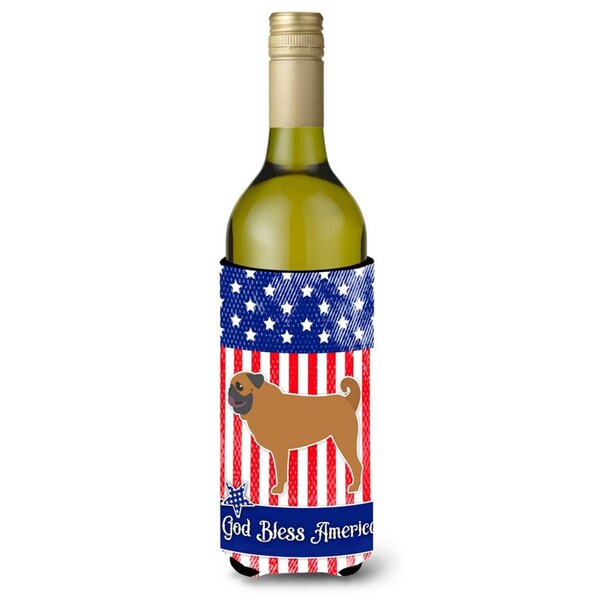 Carolines Treasures USA Patriotic Pug Wine Bottle Beverge Insulator Hugger - BB3347LITERK