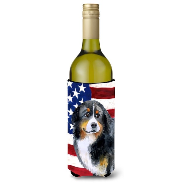 Carolines Treasures Bernese Mountain Dog Patriotic Wine Bottle Beverge Insulator Hugger - BB9645LITERK