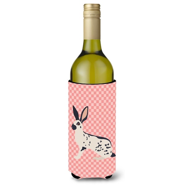 Carolines Treasures English Spot Rabbit Pink Check Wine Bottle Beverge Insulator Hugger - BB7961LITERK