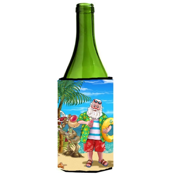 Carolines Treasures Beach Christmas Santa Claus Swimming Wine Bottle Can cooler Hugger - APH5150LITERK