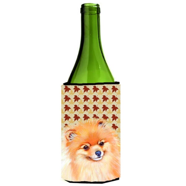 Carolines Treasures Pomeranian Fall Leaves Portrait Wine Bottle  Hugger - 24 oz. - LH9125LITERK