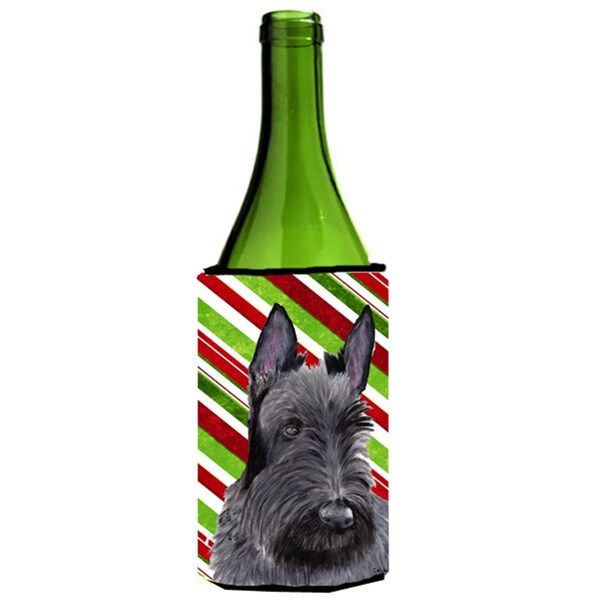 Carolines Treasures Scottish Terrier Candy Cane Holiday Christmas Wine bottle sleeve Hugger - 24 oz. - SC9346LITERK
