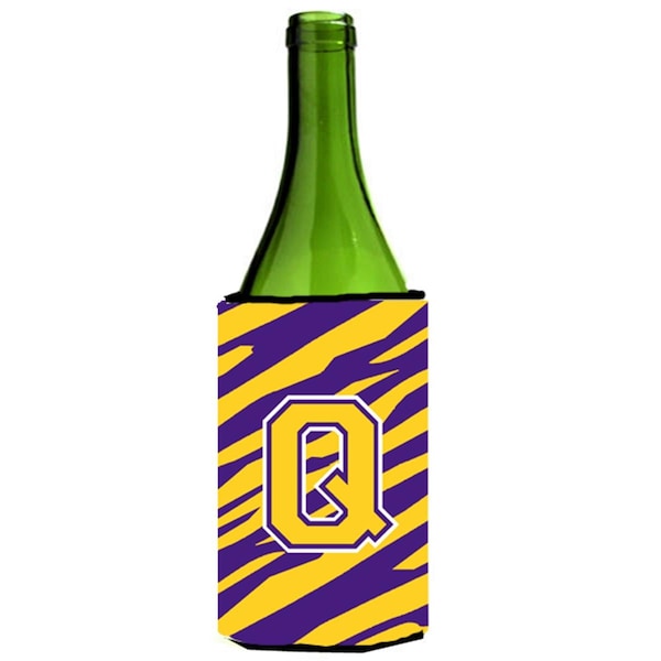 Carolines Treasures Tiger Stripe - Purple Gold Monogram Initial Q Wine Bottle  Hugger - CJ1022-QLITERK