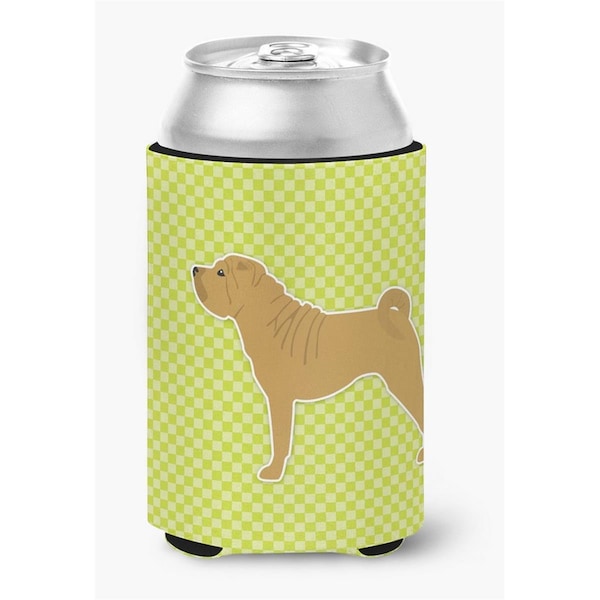 Carolines Treasures Shar Pei Checkerboard Green Can or Bottle Hugger - BB3852CC