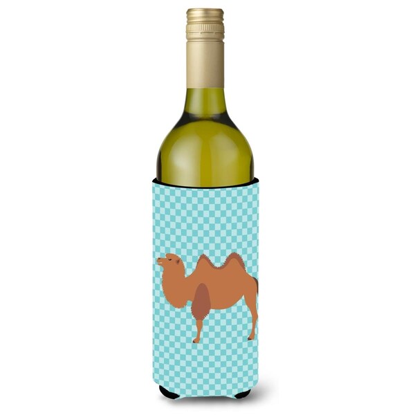Carolines Treasures Bactrian Camel Blue Check Wine Bottle Beverge Insulator Hugger - BB7992LITERK