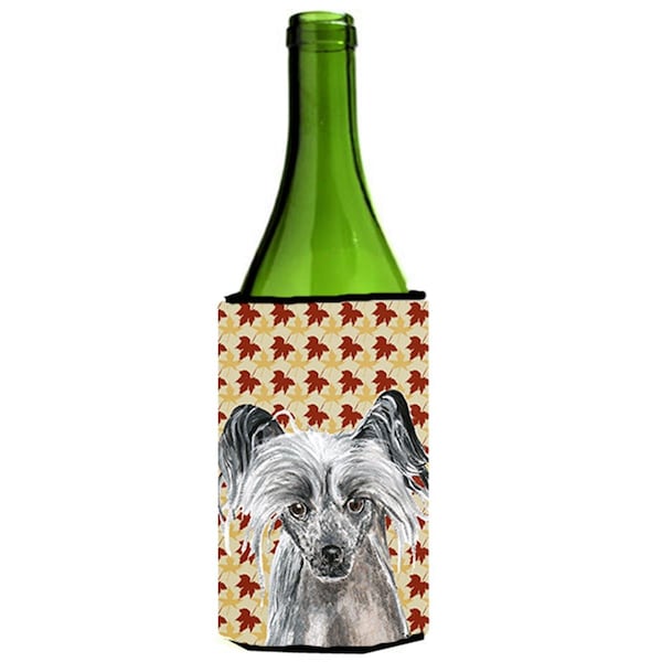 Carolines Treasures Chinese Crested Fall Leaves Wine bottle sleeve Hugger 24 oz. - SC9550LITERK