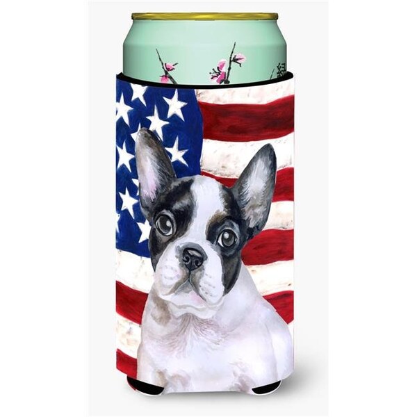 Carolines Treasures Carolines Treasures BB9710TBC French Bulldog Black White Patriotic Tall Boy Beverage Insulator Hugger - BB9710TBC