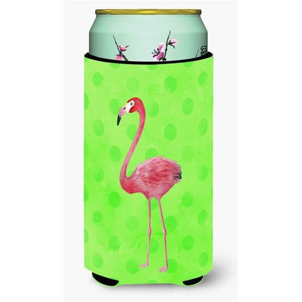Carolines Treasures Carolines Treasures BB8185TBC Flamingo Green Polkadot Tall Boy Beverage Insulator Hugger - BB8185TBC