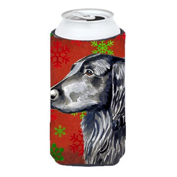 Carolines Treasures Carolines Treasures LH9321TBC Flat Coated Retriever Snowflakes Holiday Christmas Tall Boy bottle sleeve Hugger - LH9321TBC
