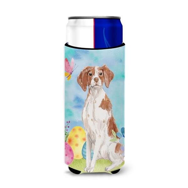 Carolines Treasures Carolines Treasures BB9609MUK Brittany Spaniel Easter Michelob Ultra Hugger for Slim Cans - BB9609MUK