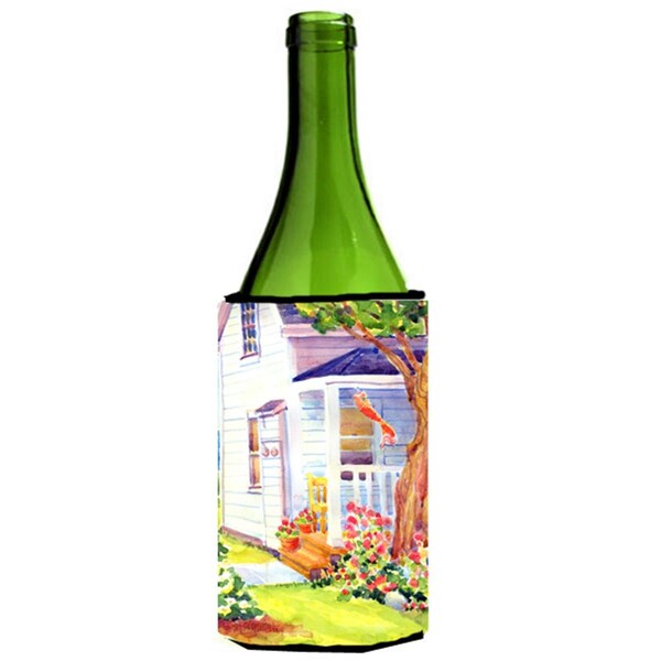 Carolines Treasures White Cottage at the beach Wine Bottle   Hugger - 6040LITERK