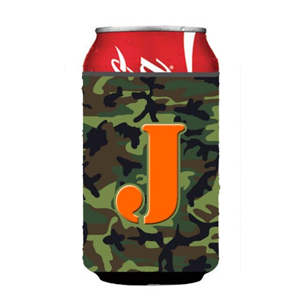 Carolines Treasures Letter J Initial Monogram - Camo Green Can Or Bottle  Hugger - CJ1030-JCC