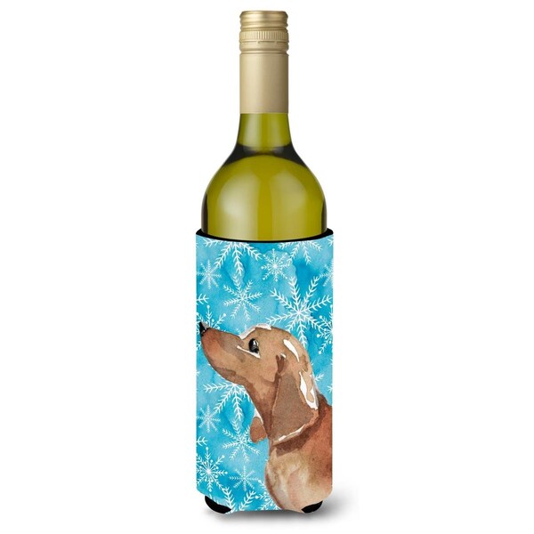 Carolines Treasures Red Tan Dachshund Winter Wine Bottle Beverge Insulator Hugger - BB9441LITERK