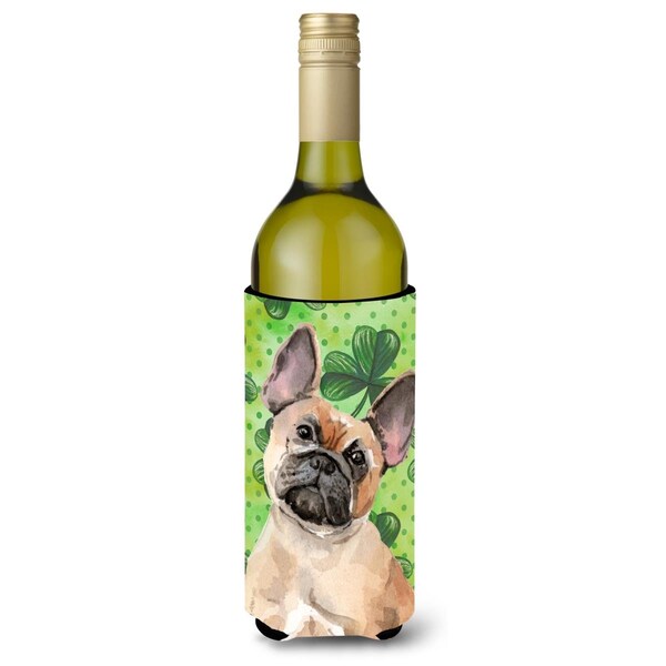 Carolines Treasures Fawn French Bulldog St. Patricks Wine Bottle Beverge Insulator Hugger - BB9557LITERK