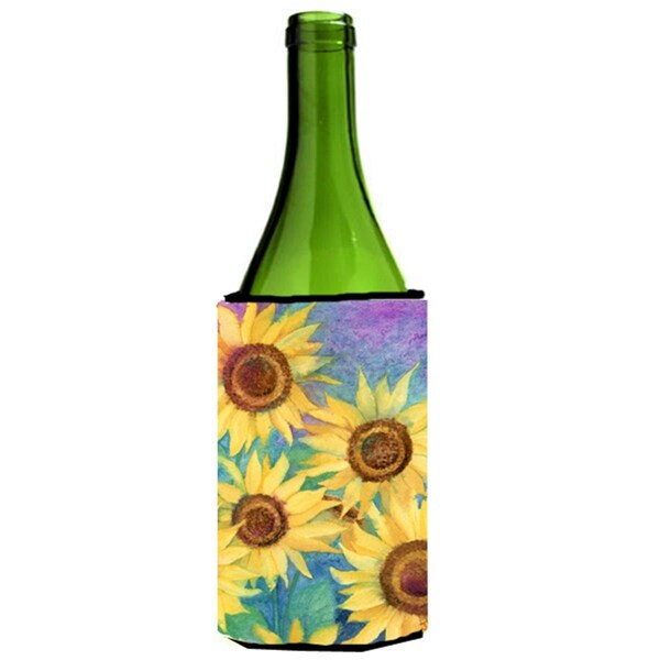 Carolines Treasures Sunflowers & Purple Wine Bottle Can cooler Hugger - IBD0247LITERK